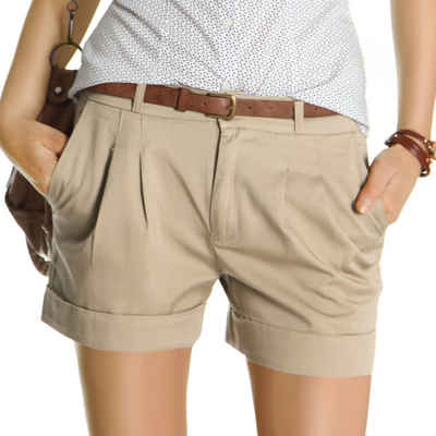 be styled Shorts Chino shorts, kurze Bundfalten Hosen Damen j161p