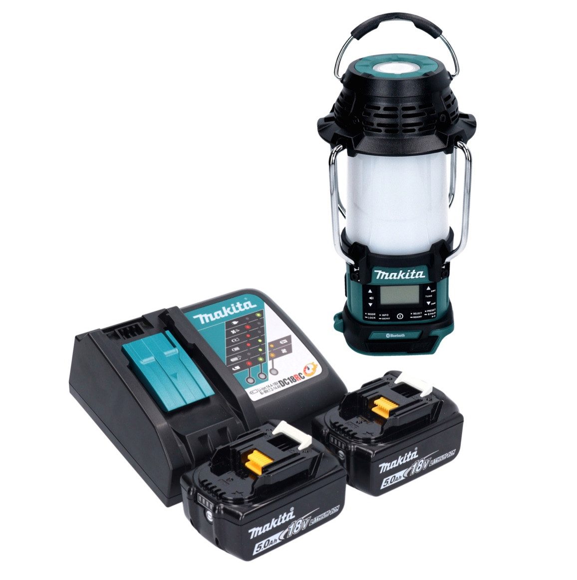 Makita DMR 056 RT Akku Radio 18 V FM DAB+ mit Laterne 360° Taschenlampe IP65 Baustellenradio