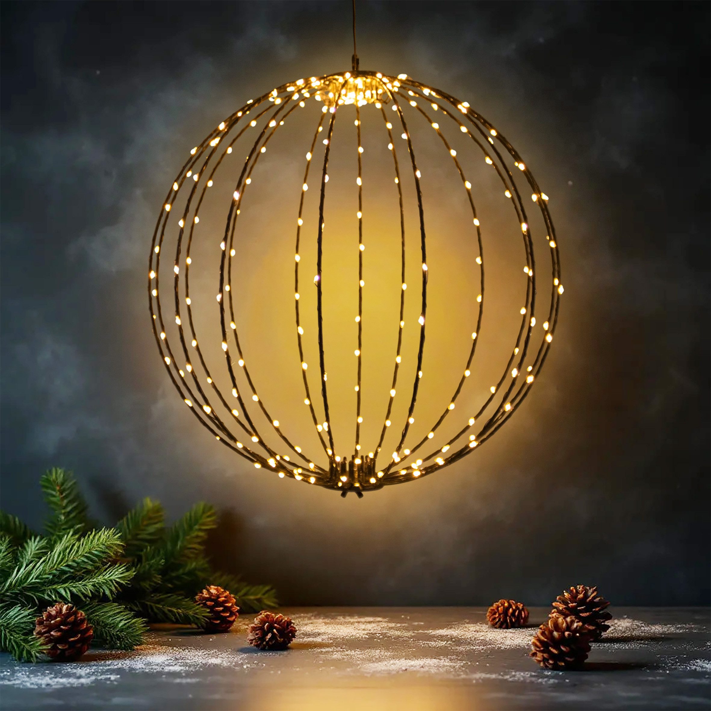 Spetebo Kugelleuchte zum hängen für Außen 40 cm Netzstecker, mit Timerfunkt günstig online kaufen