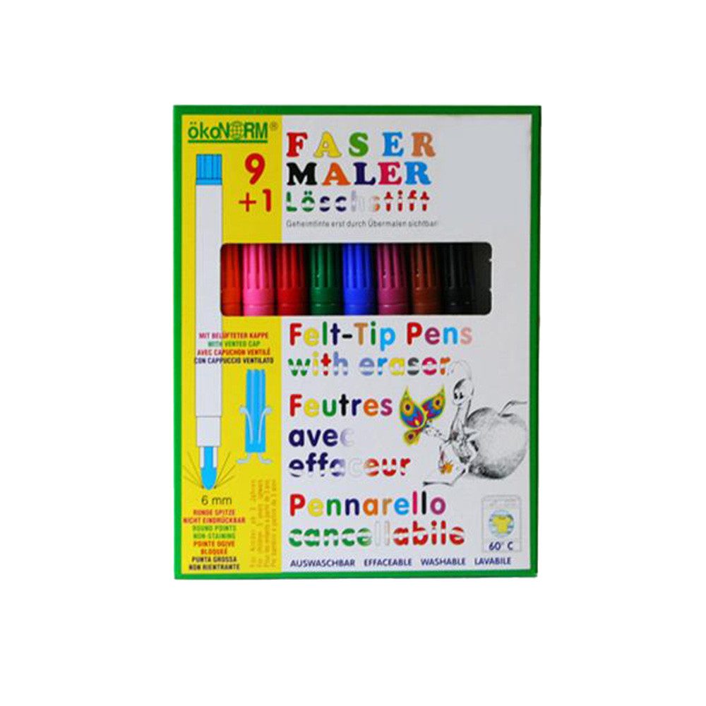 ÖkoNorm GmbH Filzstift ökoNorm Fasermaler 9+1, inkl. Löschstift - 9 Farben
