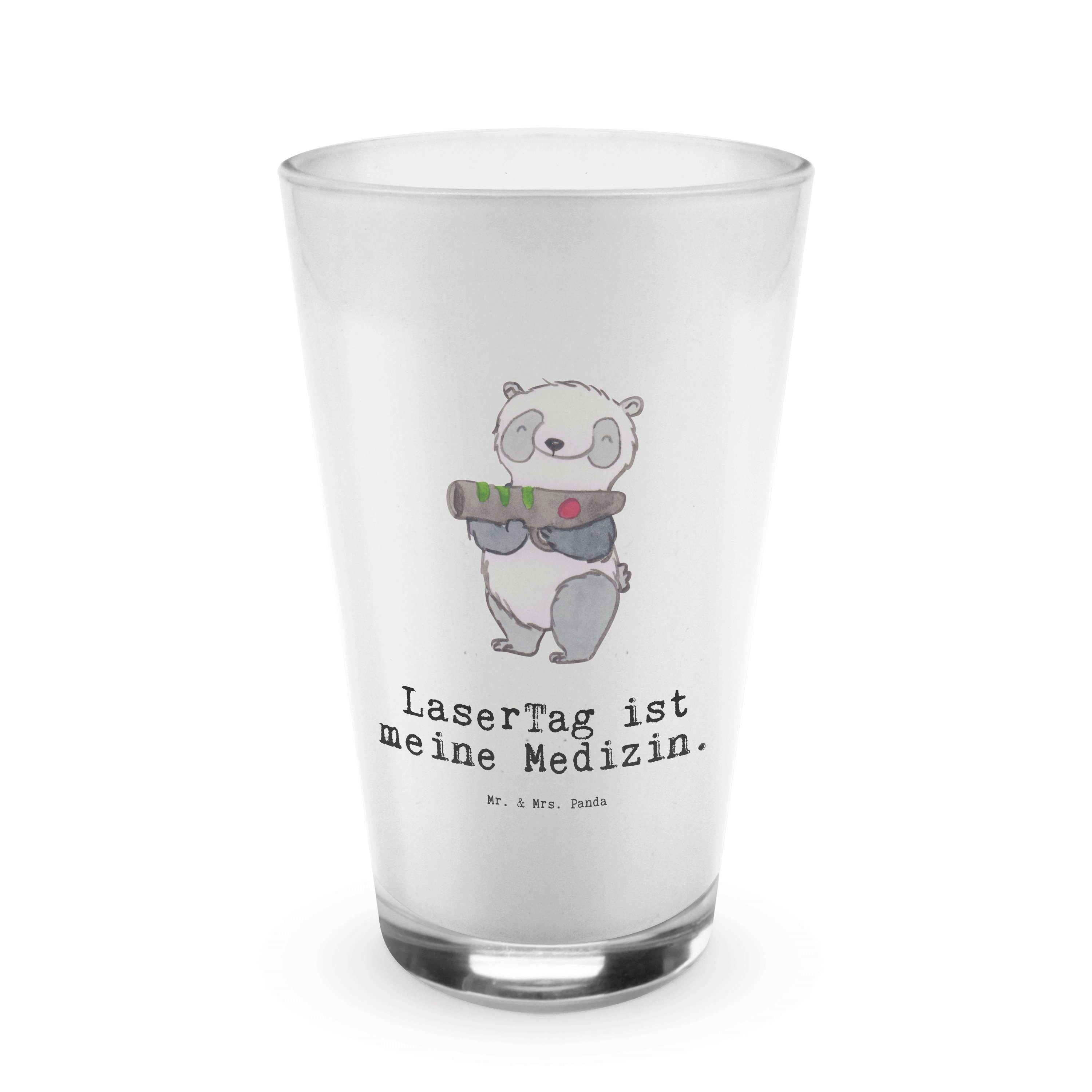 Mr. & Mrs. Panda Glas Panda LaserTag - Transparent - Geschenk, Hobby, Dankeschön, Schenken, Premium Glas, Herzliche Motive