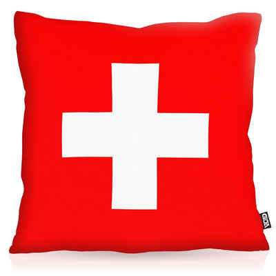 Kissenbezug, VOID, Sofa-Kissen Schweiz Flagge Fahne Fan Fussball EM WM Suisse