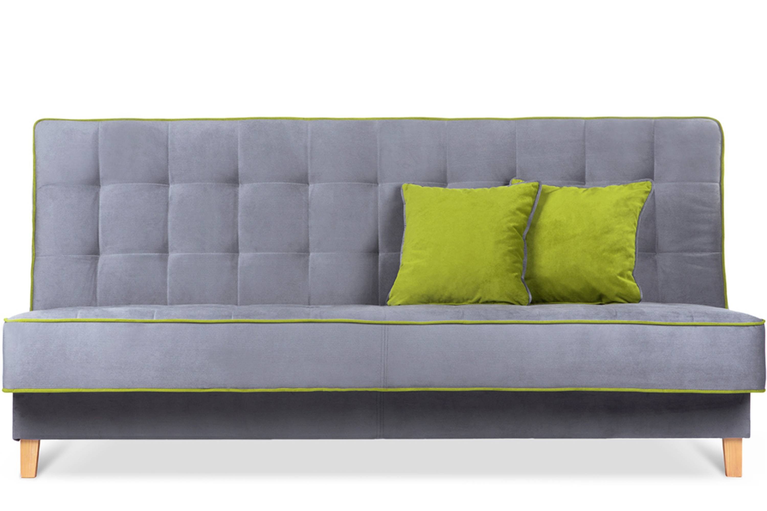 Konsimo Schlafsofa DOZER Sofa 3 Personen, ausziehbare Liegefläche: 197x120cm, Velours, mit Wellenunterfederung grau / grün | grau