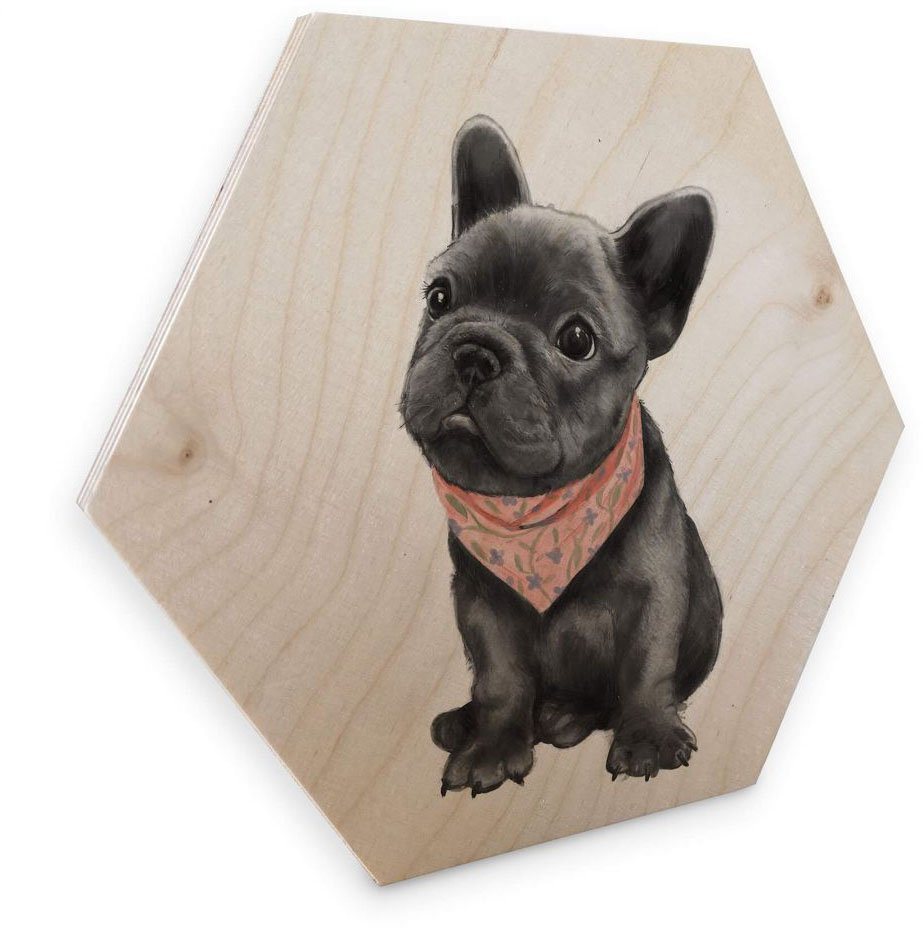 Wall-Art Holzbild Französische Bulldogge Holzbild, (1 St), Vintage  Holzschild, inkl. Edelstahl Abstandshalter für eine freischwebende Optik an  der Wand