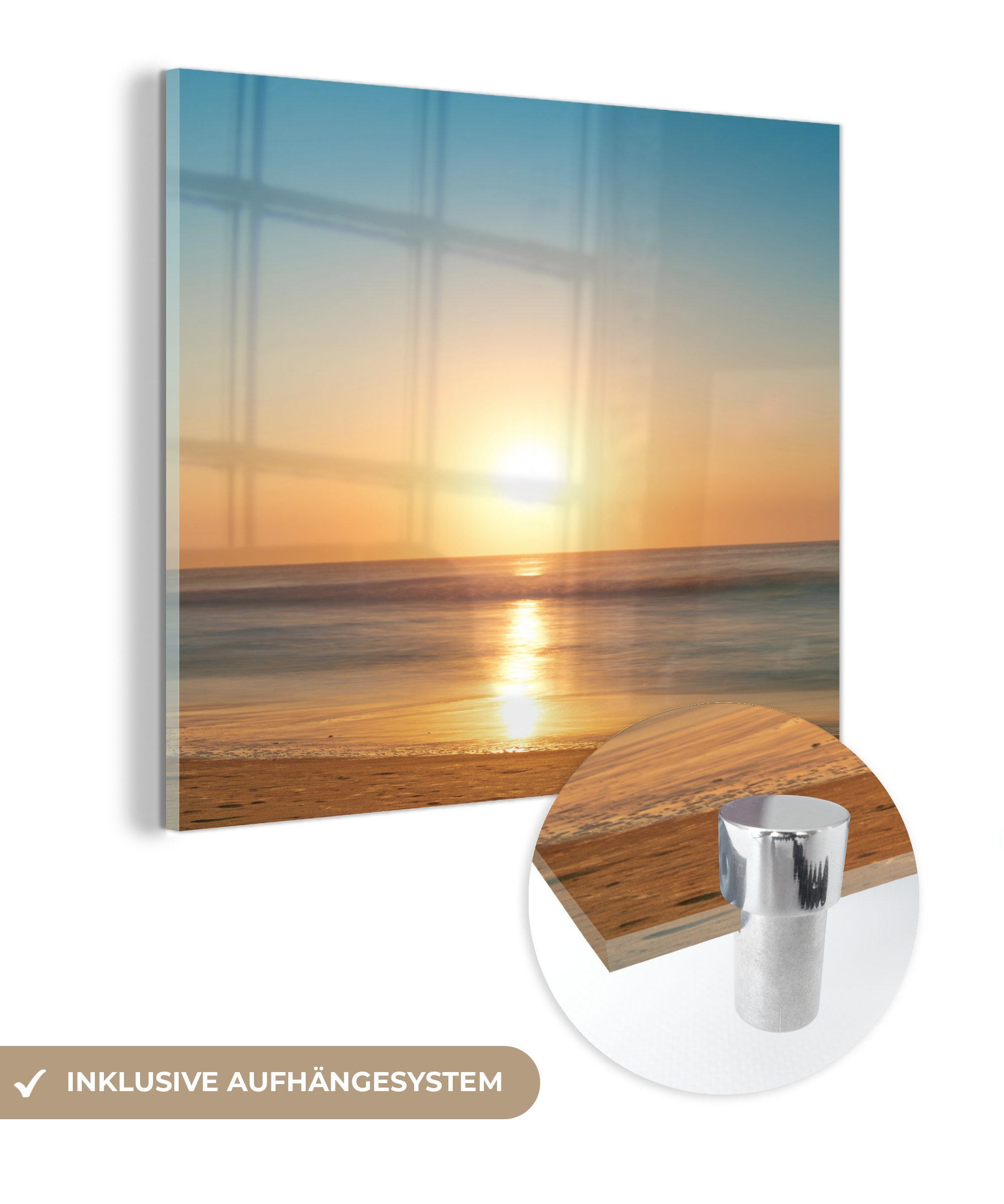 MuchoWow Acrylglasbild Meer - Farben - Sonne, (1 St), Glasbilder - Bilder auf Glas Wandbild - Foto auf Glas - Wanddekoration