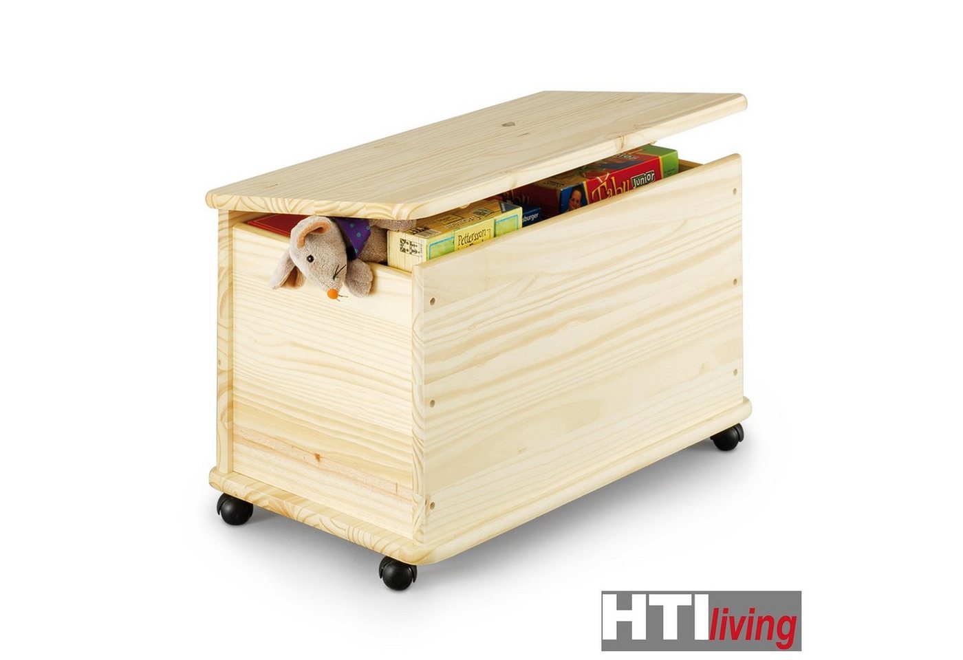 Thumbnail - HTI-Living Aufbewahrungsbox Spielzeugkiste mit Rollen Kiefer, Deckelkiste Holzkiste Allzweckkiste