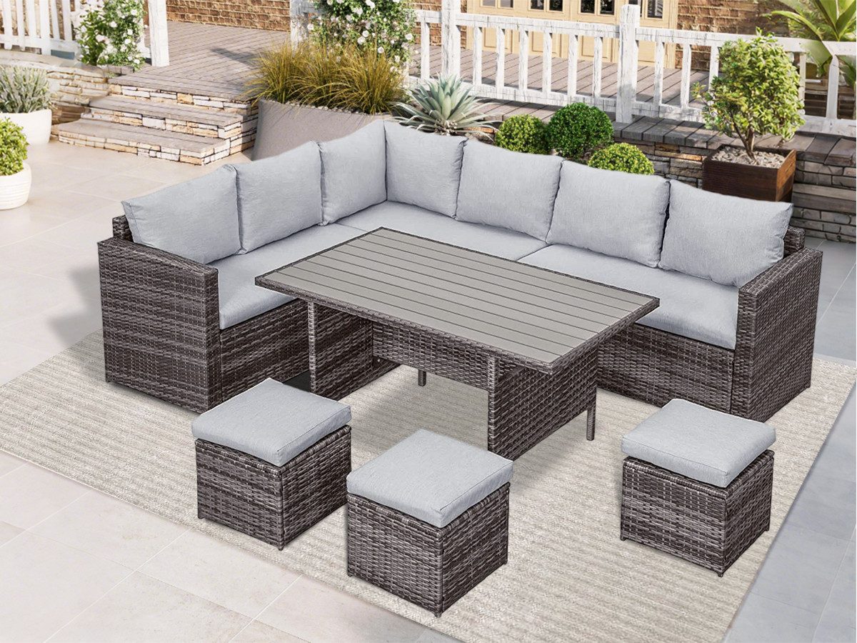 MeXo Gartenlounge-Set Polyrattan Ecklounge Gartenmöbel Set günstig online kaufen