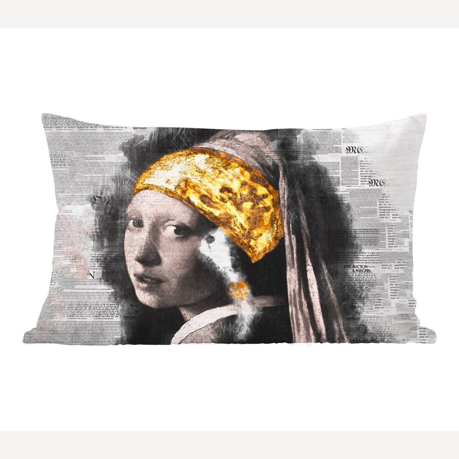 MuchoWow Dekokissen Das Mädchen mit dem Perlenohrring - Vermeer - Collage, Wohzimmer Dekoration, Zierkissen, Dekokissen mit Füllung, Schlafzimmer