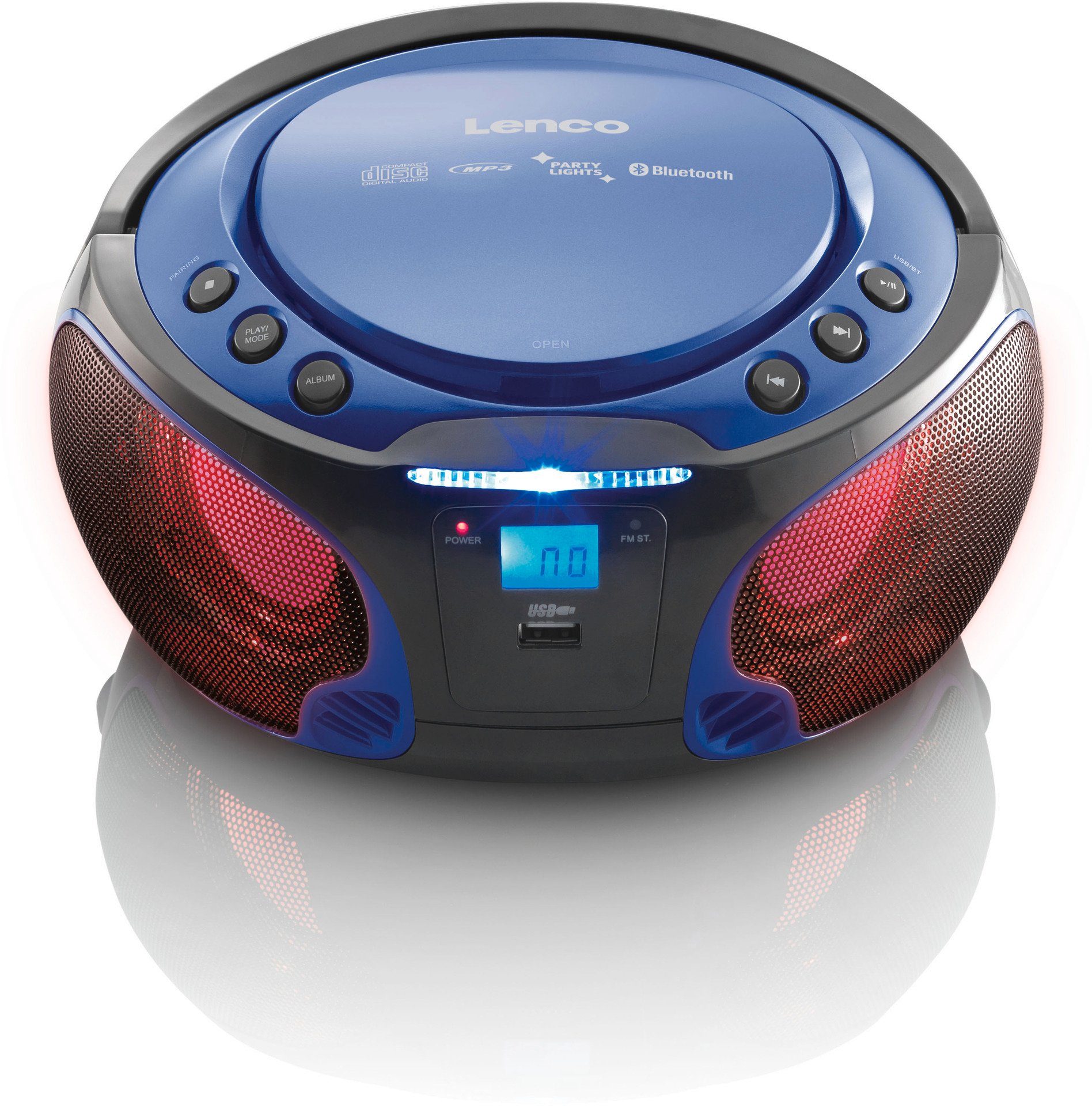 m. SCD-550SI Lichteffekt BT, USB, (FM-Tuner) MP3, CD-Radio Boombox blau Lenco