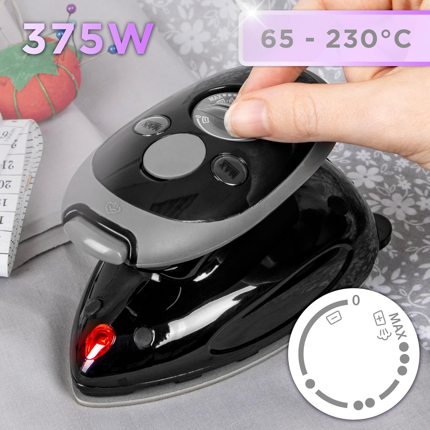 Duronic Reise-Dampfbügeleisen SI2 BK Reisebügeleisen, 375 W Minibügeleisen, Bügeleisen für Hobby – Bild 3 von 5