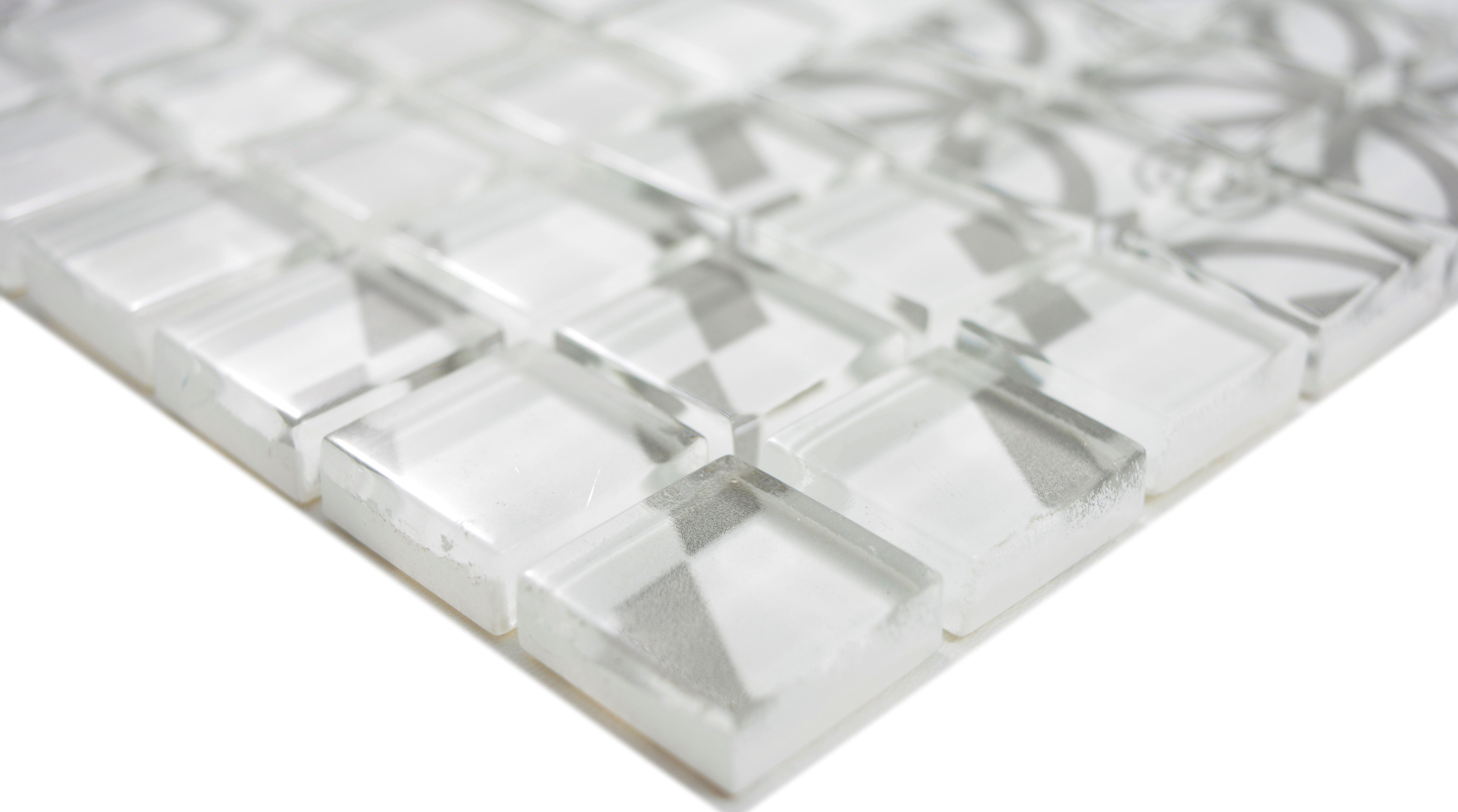 10 Matten Mosaikfliesen Glasmosaik glänzend Crystal Mosaikfliesen Mosani grau /