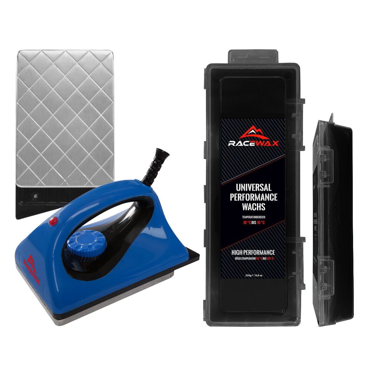 RaceWax Ski RaceWax Skiwax Set 2-teilig Wachsbügeleisen Universal Wachs Alpin