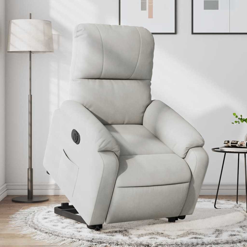 vidaXL Relaxsessel, Relaxsessel Aufstehhilfe Elektrisch Hellgrau Mikrofasergewebe