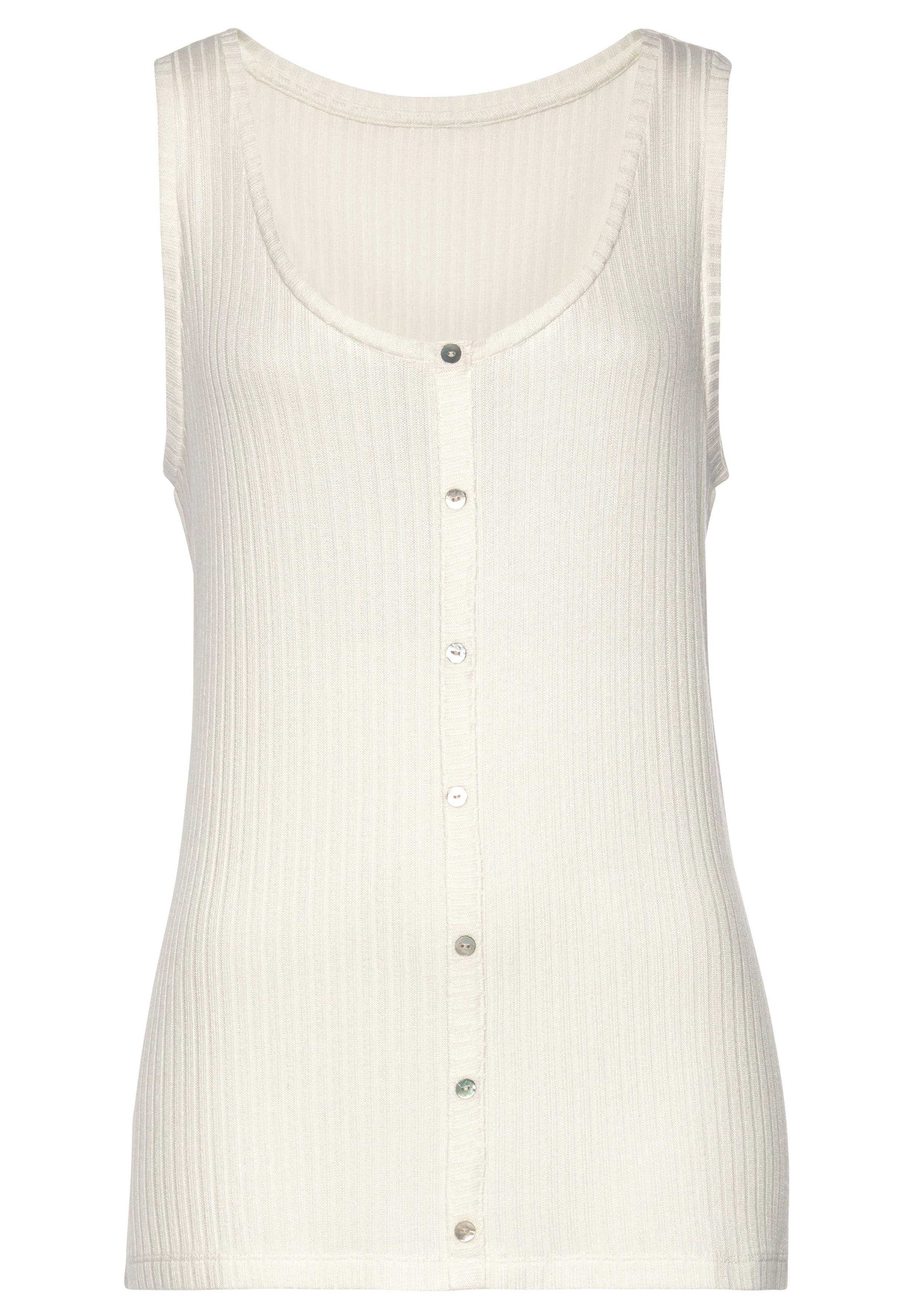 Vivance Ripptanktop mit Zierknopfleiste aus weicher Ripp-Qualität mit Visko günstig online kaufen