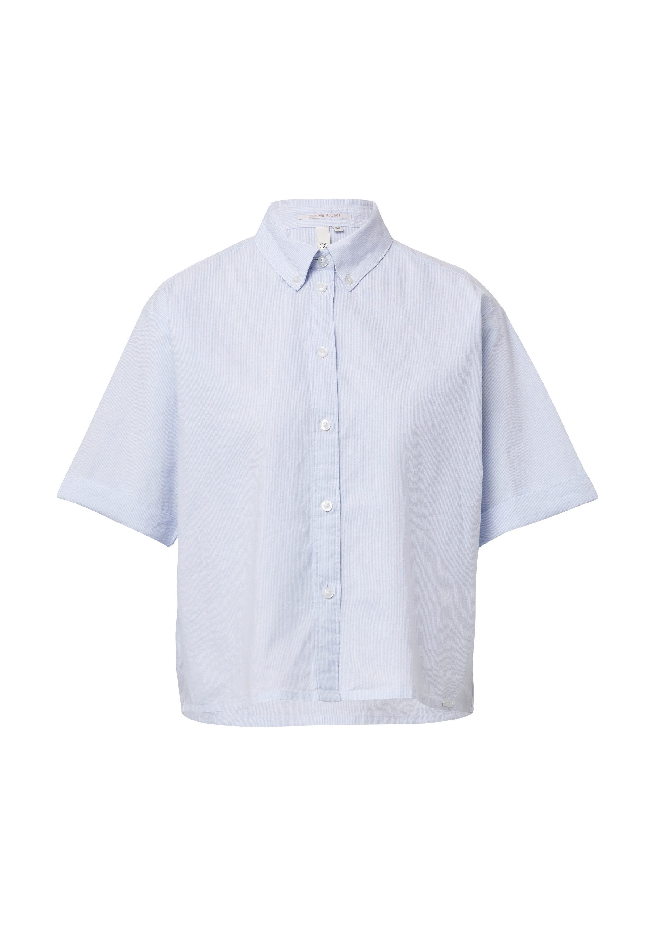 QS Kurzarmbluse Bluse Baumwoll-Bluse mit feinen Streifen, QS x Debi Flügge