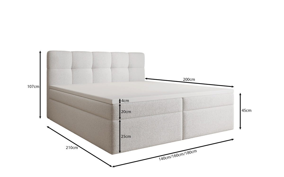 Luxusbetten24 Boxspringbett Cozy II in Teddy Bouclé, mit Stauraum, inklusive Topper – Bild 5 von 5