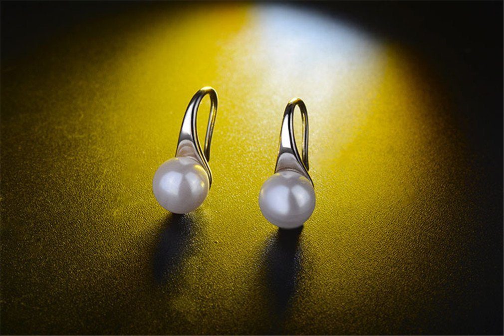 silber-Ohrringe Perlen Sterling 925 Sterling Silber Ohrclips, 925 Ohrringe Damen Perlenohrringe Ohrringe Haiaveng