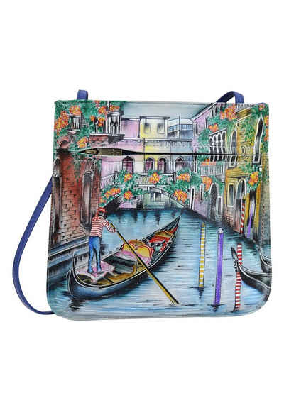 ANUSCHKA Umhängetasche »Venetian Story (handbemaltes Leder)«, mit Reißverschlusstasche