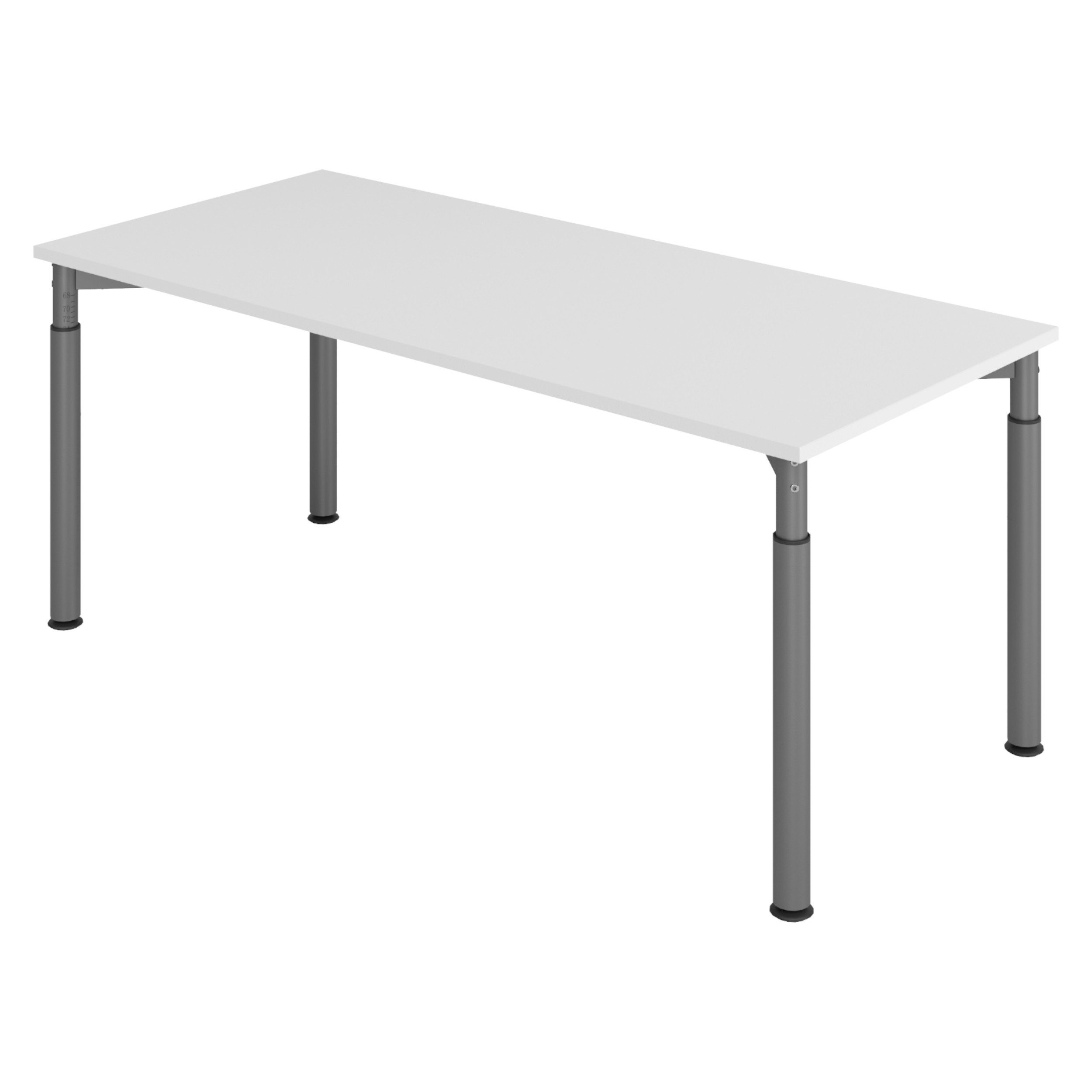 bümö Schreibtisch Serie-Y höhenverstellbar, Rechteck: 180 x 80 cm - Dekor: Grau - Gestell: Graphit