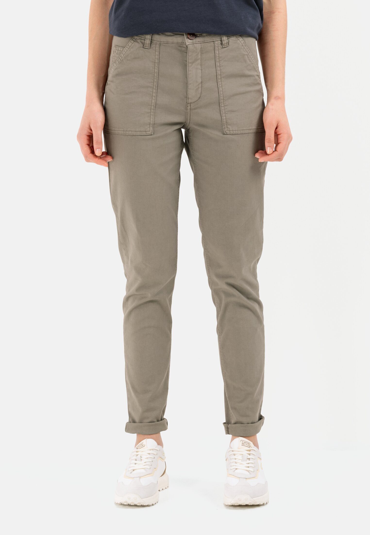 Khaki Straight in Stoffhose Fit (1-tlg) camel active