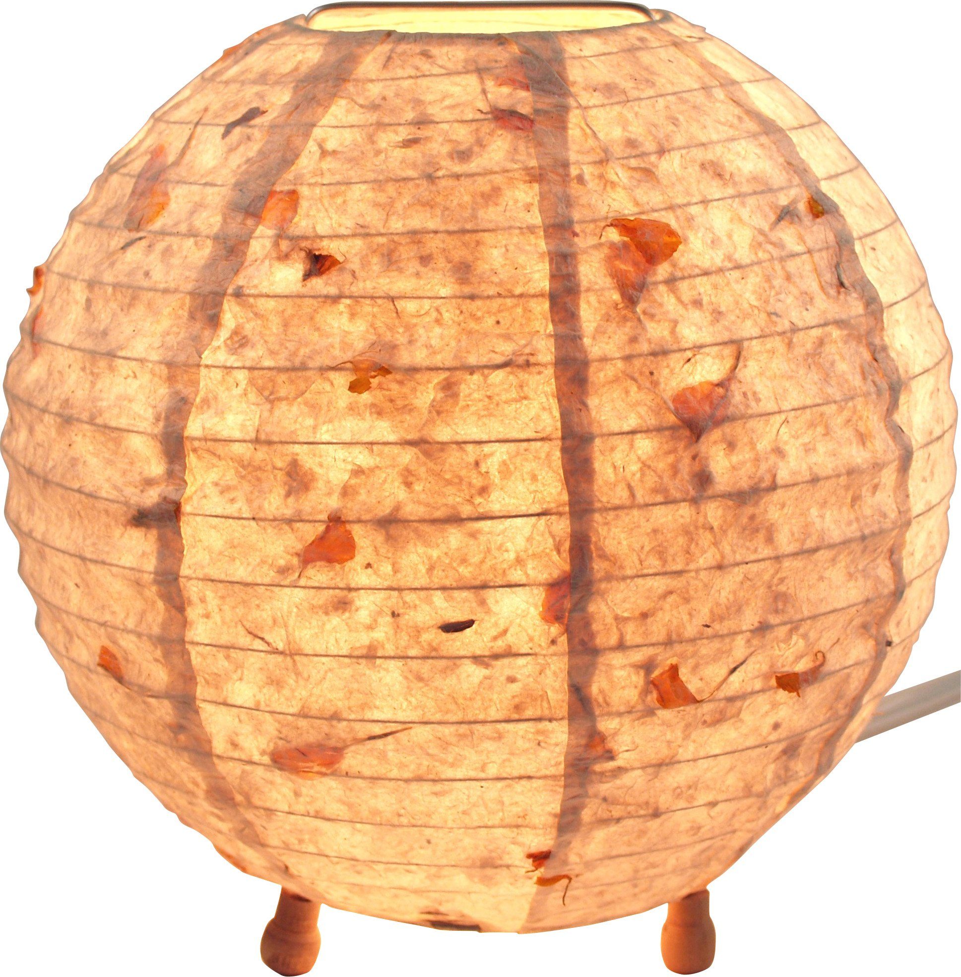 Guru-Shop Tischleuchte Coronada round Reispapier Tischlampe Flower, Leuchtm günstig online kaufen