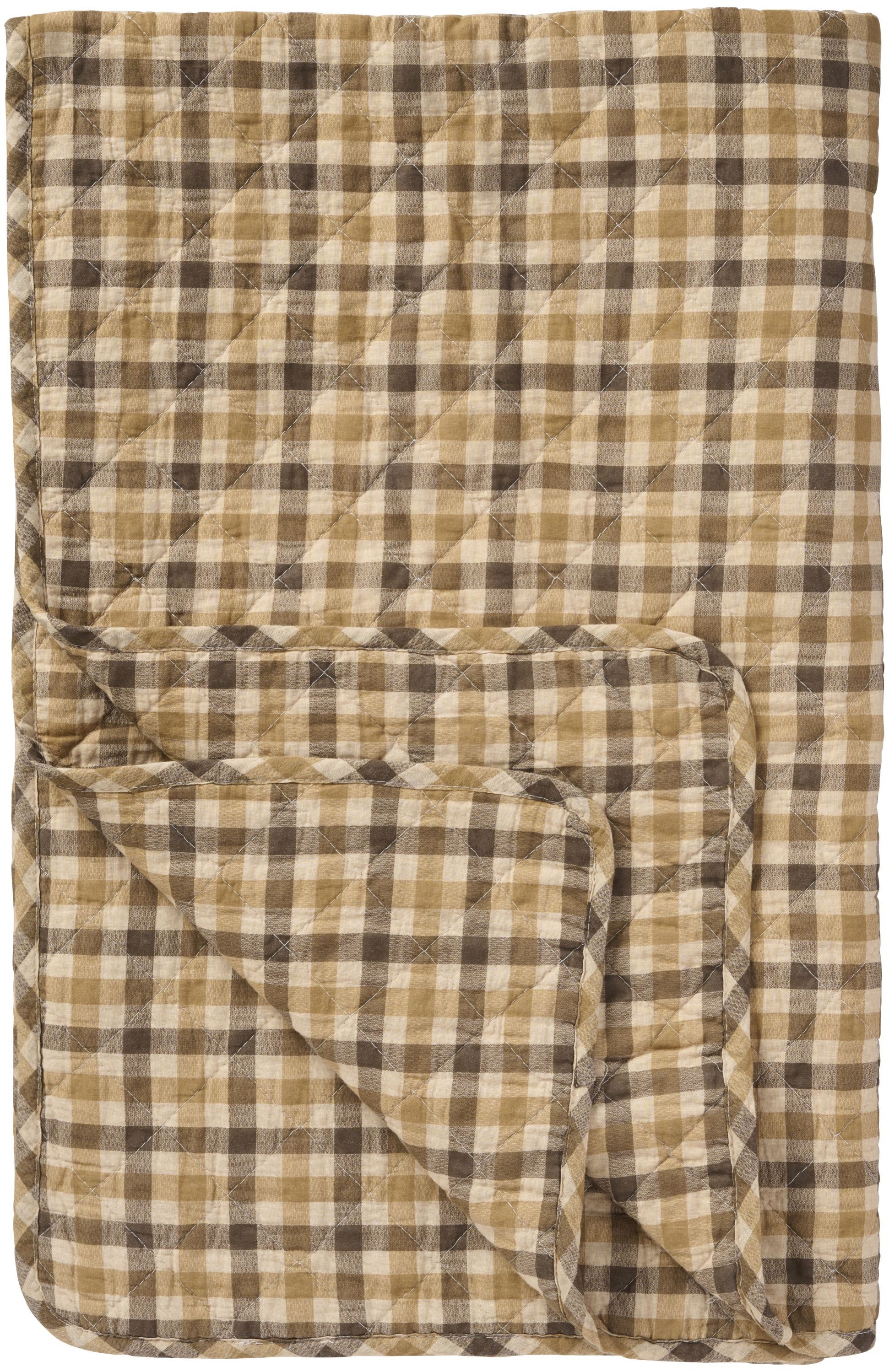 Ib Laursen Tagesdecke Ib Laursen - Decke Quilt Tagesdecke 180x130cm Rosa Karomuster Braun