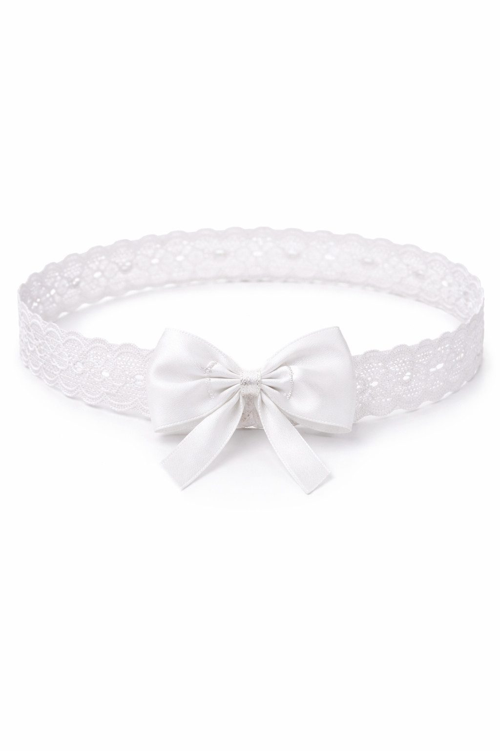 La Bortini Stirnband Baby Kopfband für Taufe Fest Schleife Kopfschmuck für Neugeborene elastisch, weich, weiß