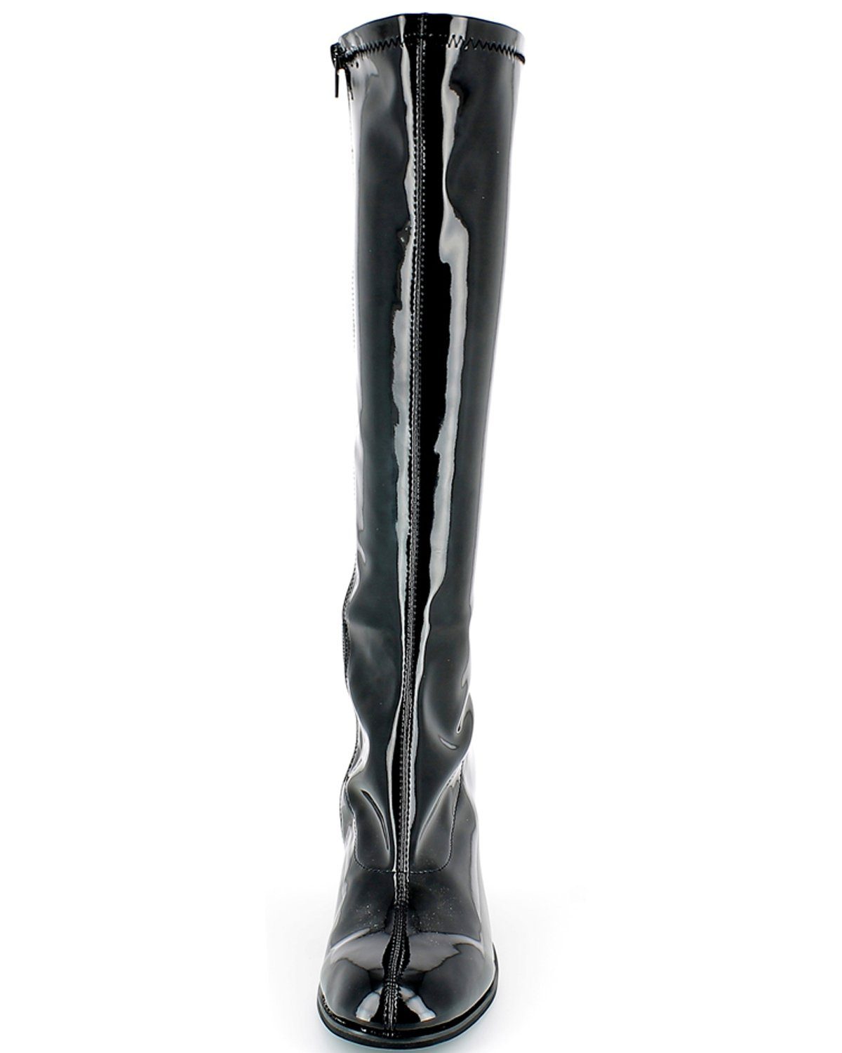 Das Kostümland Gogo Damen Retro Lackstiefel, Schwarz Stiefel – Bild 3 von 5