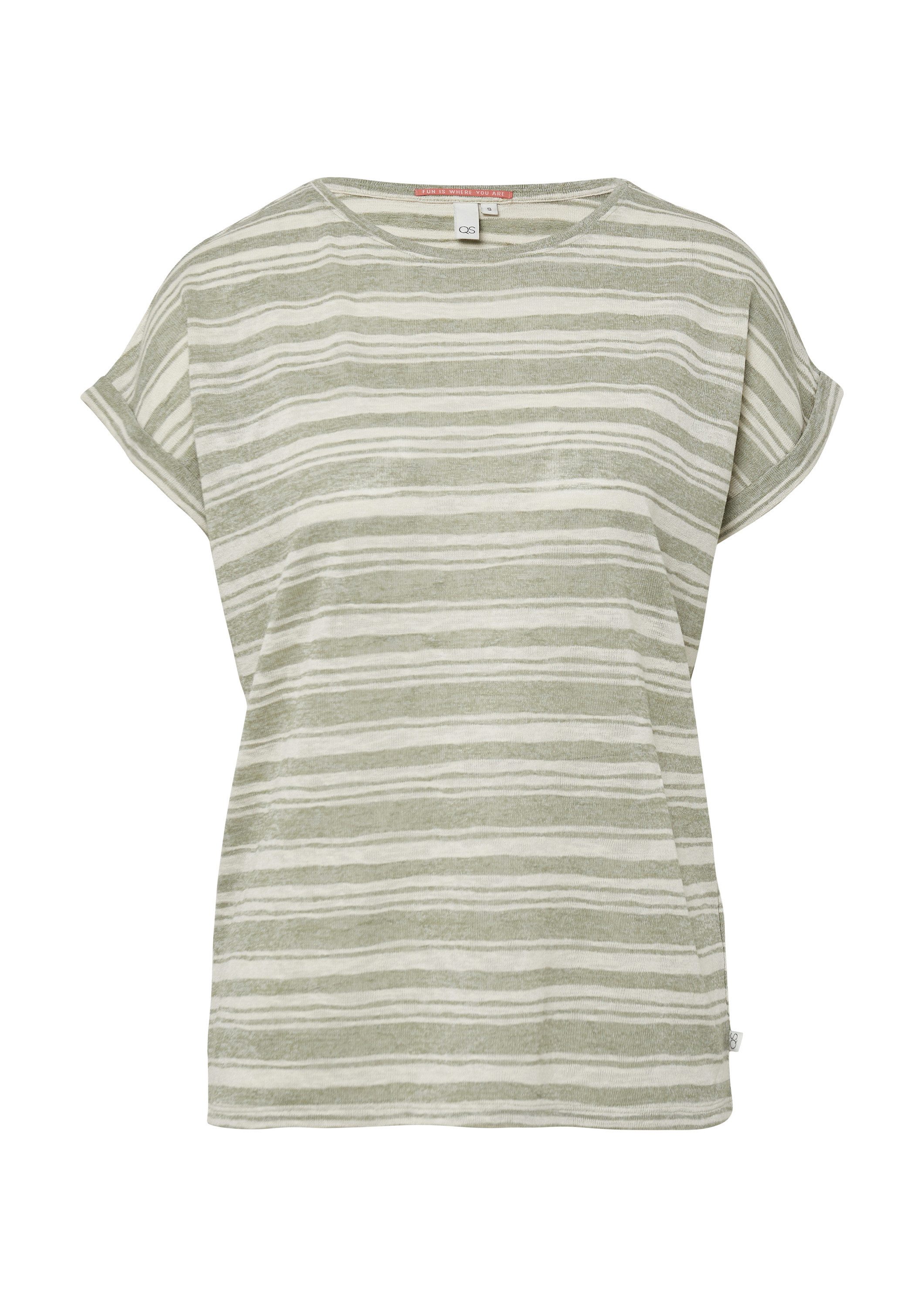 QS Kurzarmshirt T-Shirt Ringelshirt aus Viskosemix günstig online kaufen