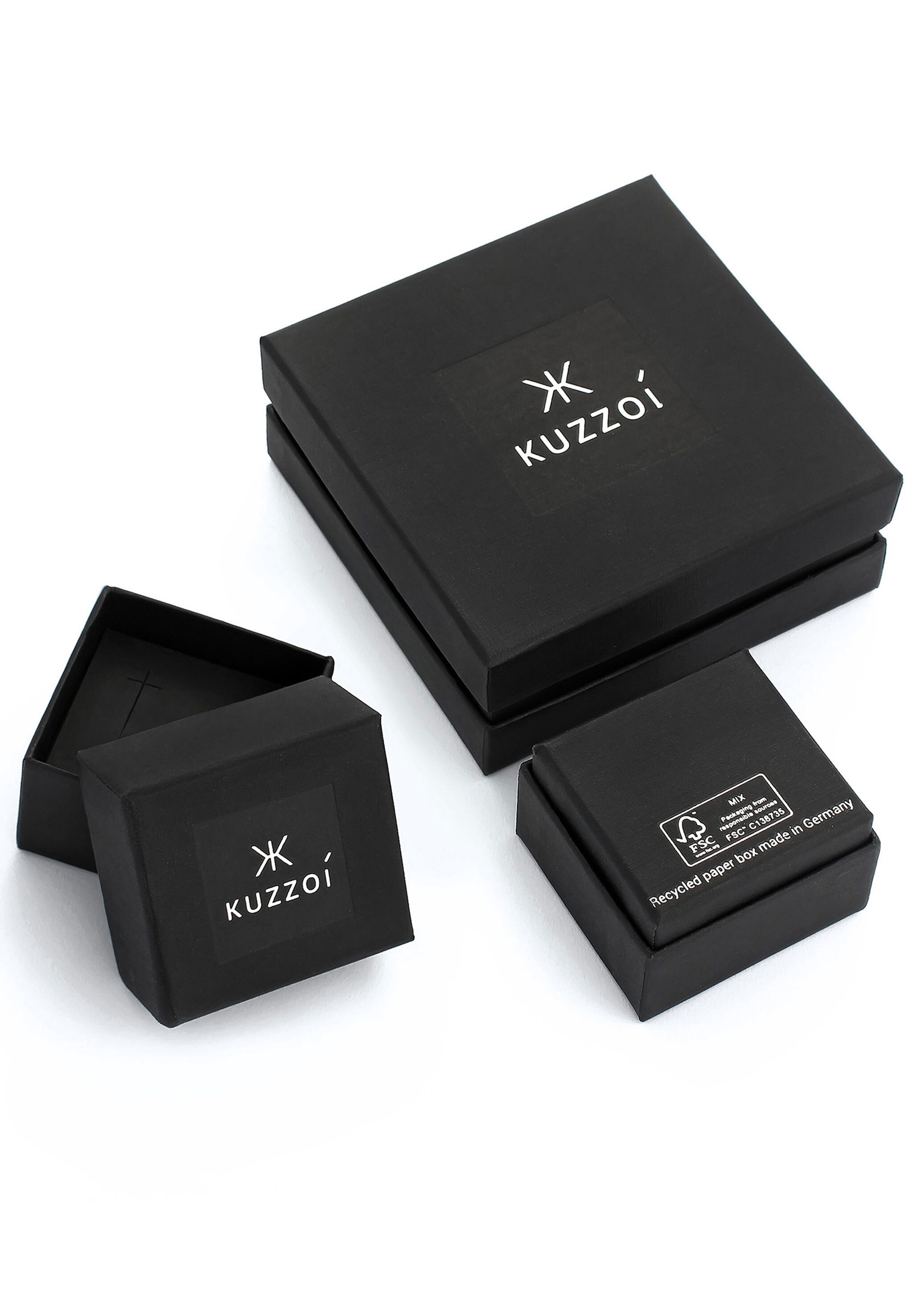 Kuzzoi Kette mit Anhänger Herren Zopfkette Kreuz Gehämmert 925 Silber