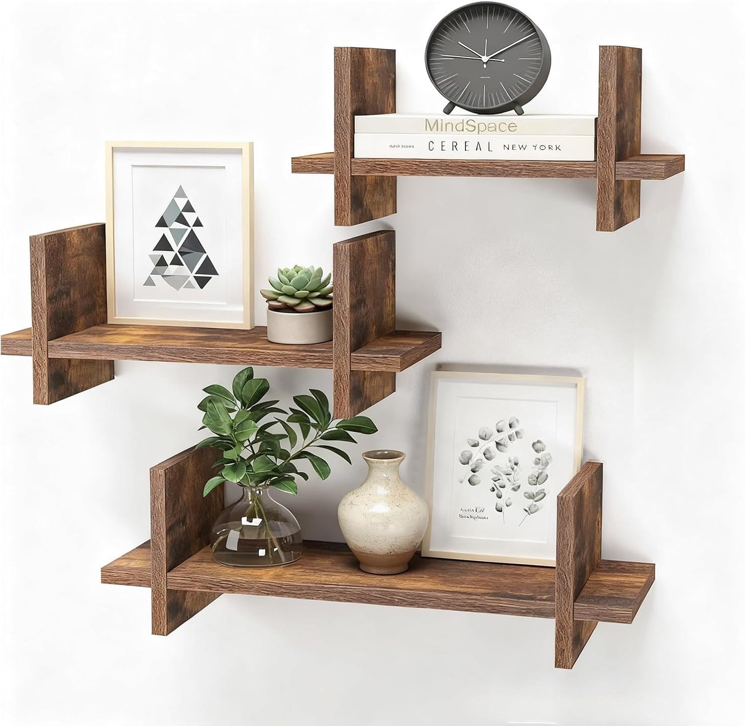 BlingBin Deko-Wandregal Wandregal 3er Set Schweberegal aus Holz Schwebendes Regal, 3 Stück 3-tlg., DIY Wandmontage Hängeregale für Wohnzimmer Schlafzimmer Büro