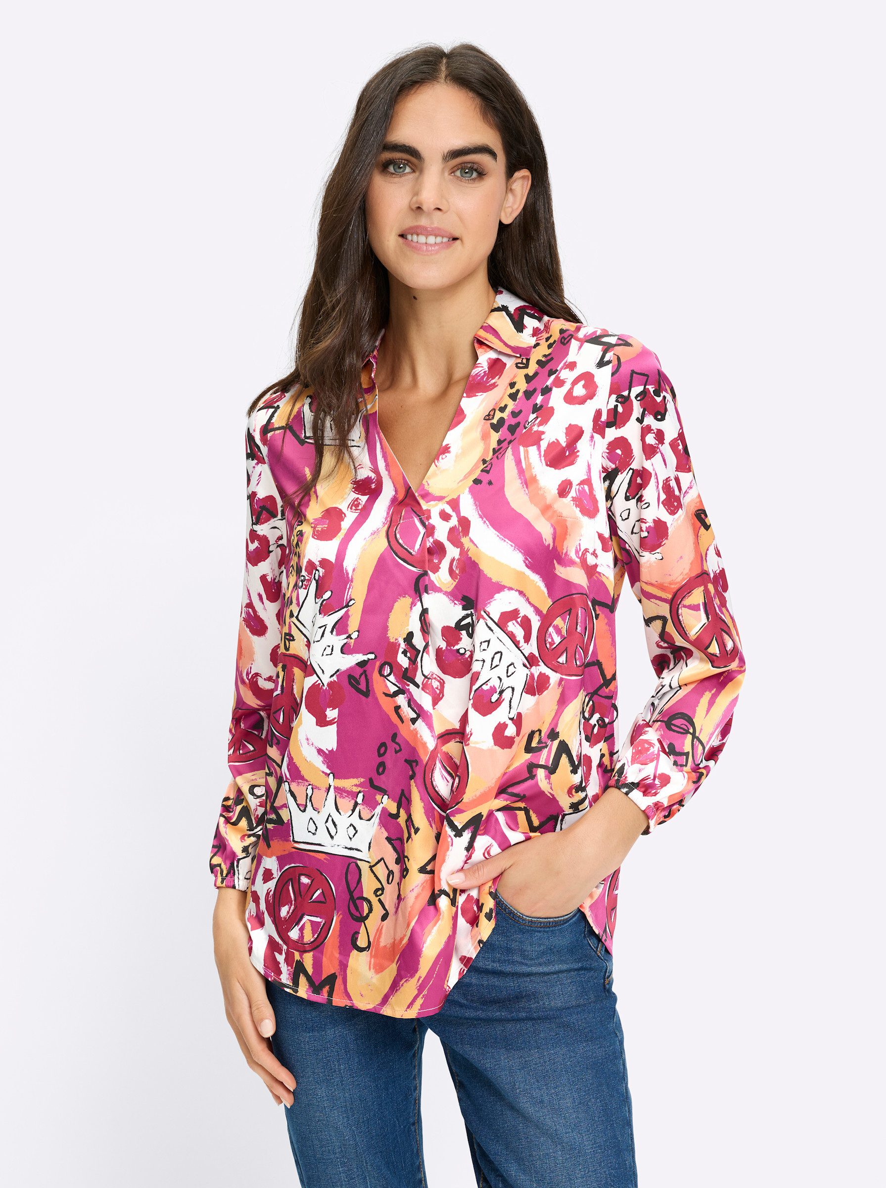 heine Klassische Bluse Druckbluse Langarm günstig online kaufen