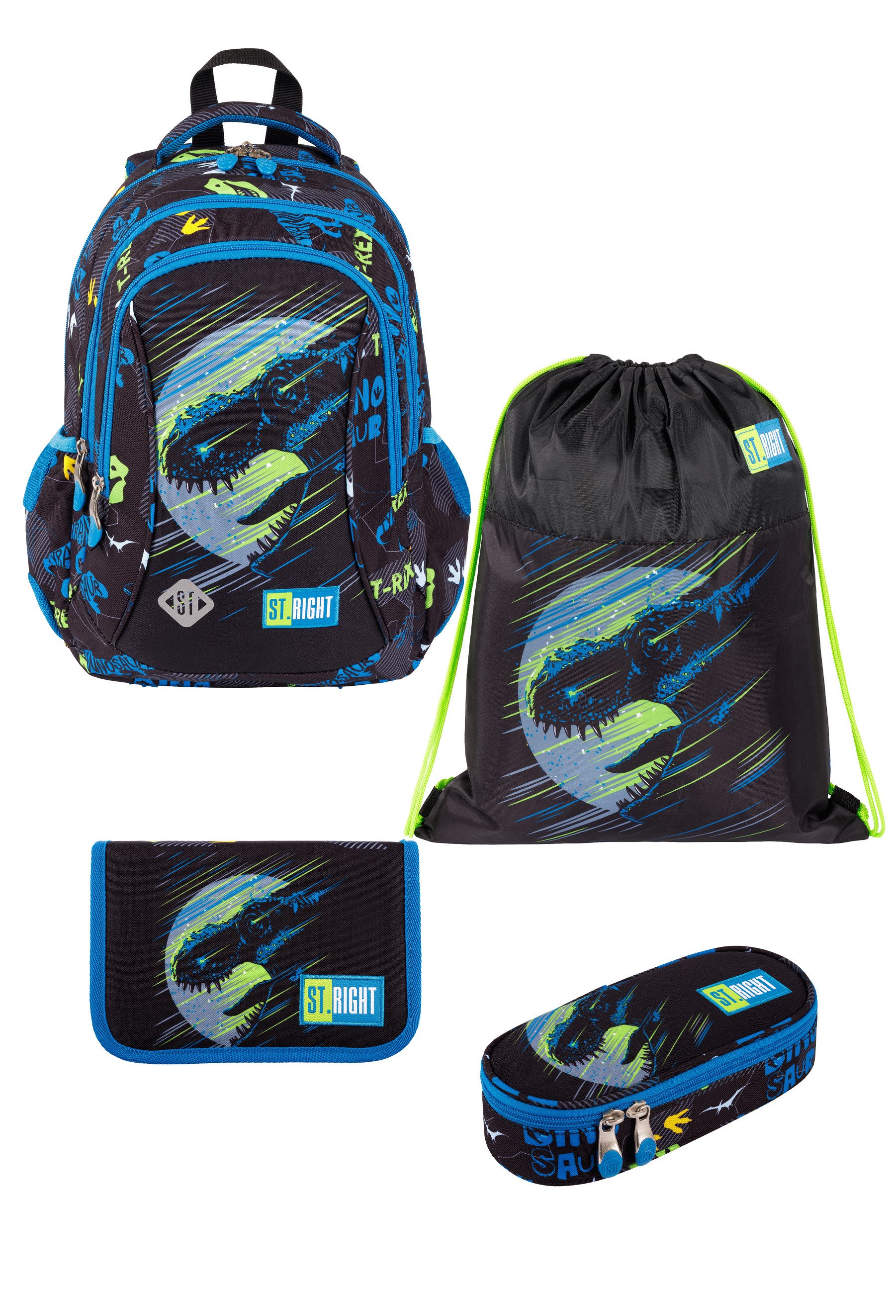 Yuhu.kids Schulrucksack Schulrucksack-Set mit Federmappe, Schlamperetui und Turnbeutel