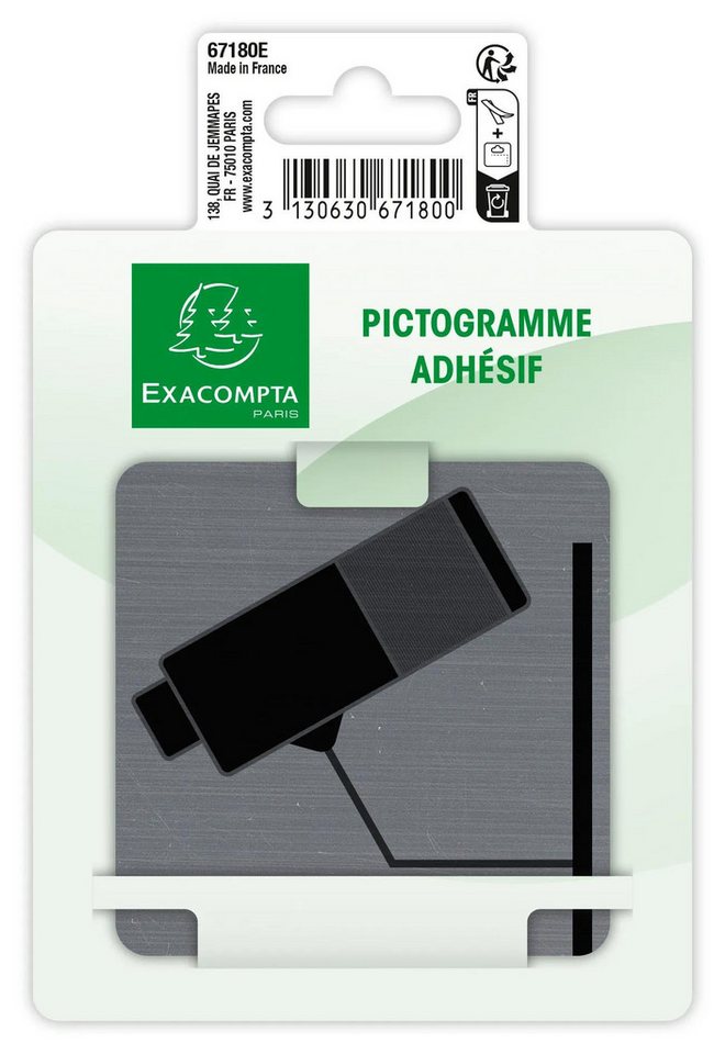 Thumbnail - EXACOMPTA Warnschild Hinweisschild selbstklebend Aluminiumoptik Video 75x75 cm Grau 67180E