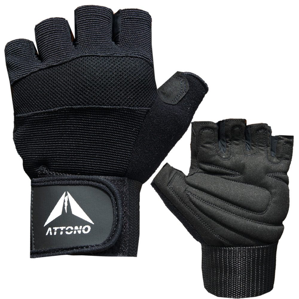 Trainingshandschuhe Profi Fitnesshandschuhe mit Handgelenk-Bandage & Gel-Polster, Schwarz