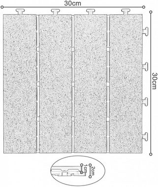 EUGAD WPC-Fliesen, 11 St., WPC Terrassenfliesen in T-Form, Bodenbelag mit klicksystem, für Terrassen und Balkon, Balkonfliesen Klickfliesen, wetterfest, 30x30cm, Braun