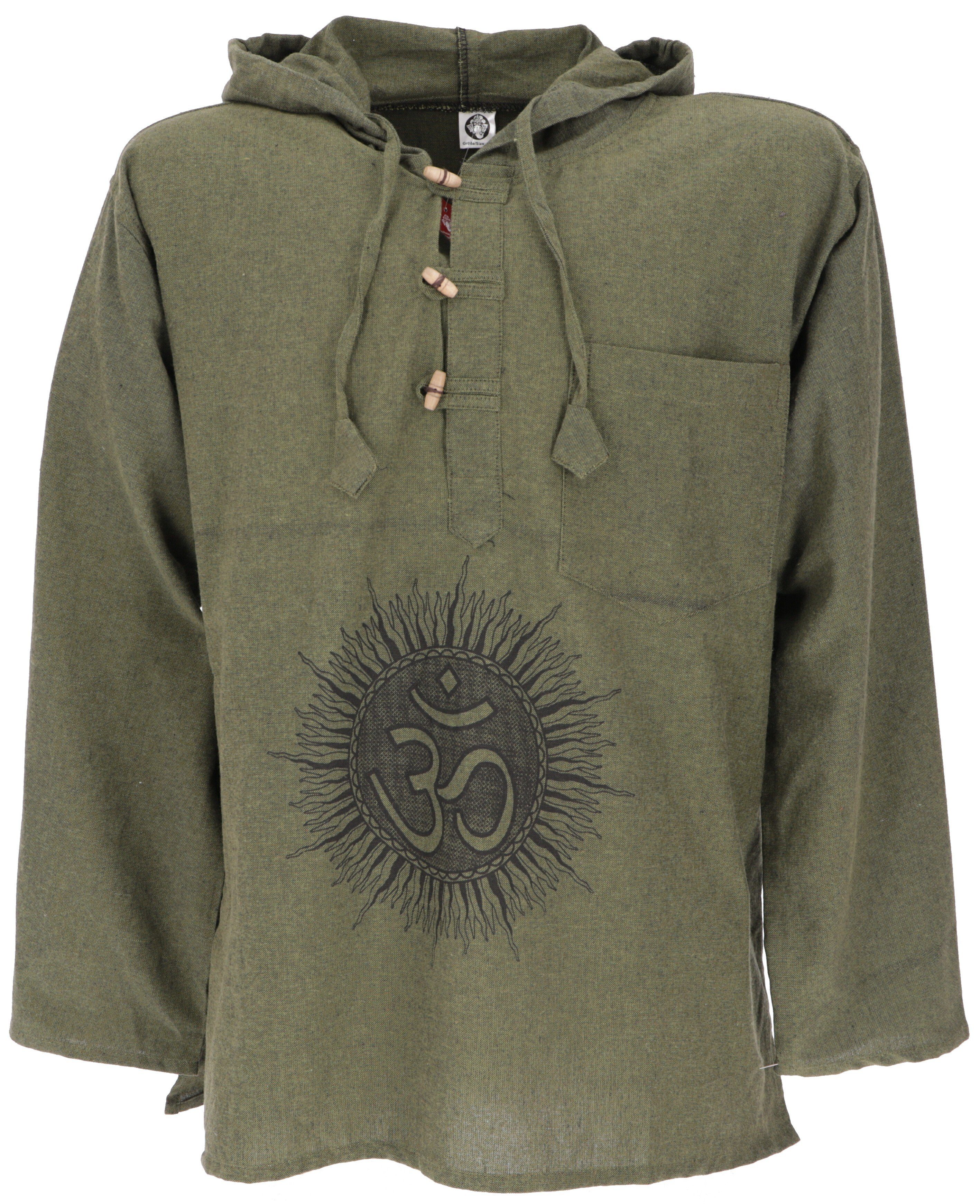Guru-Shop Hemd & Shirt Yoga Hemd, Goa Hemd Om, Sweatshirt -.. Hippie, Ethno Style, alternative Bekleidung