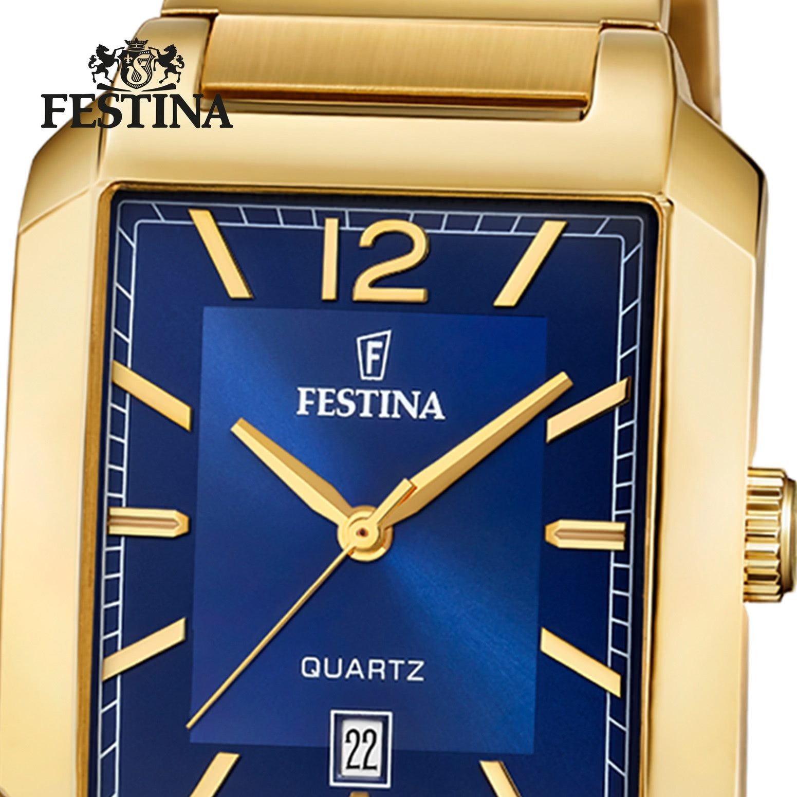 Festina Quarzuhr Festina Herrenuhr Edelstahl gold Festina, (Analoguhr), Herren Armbanduhr eckig, rechteckig, Edelstahlarmband gold, Fashion