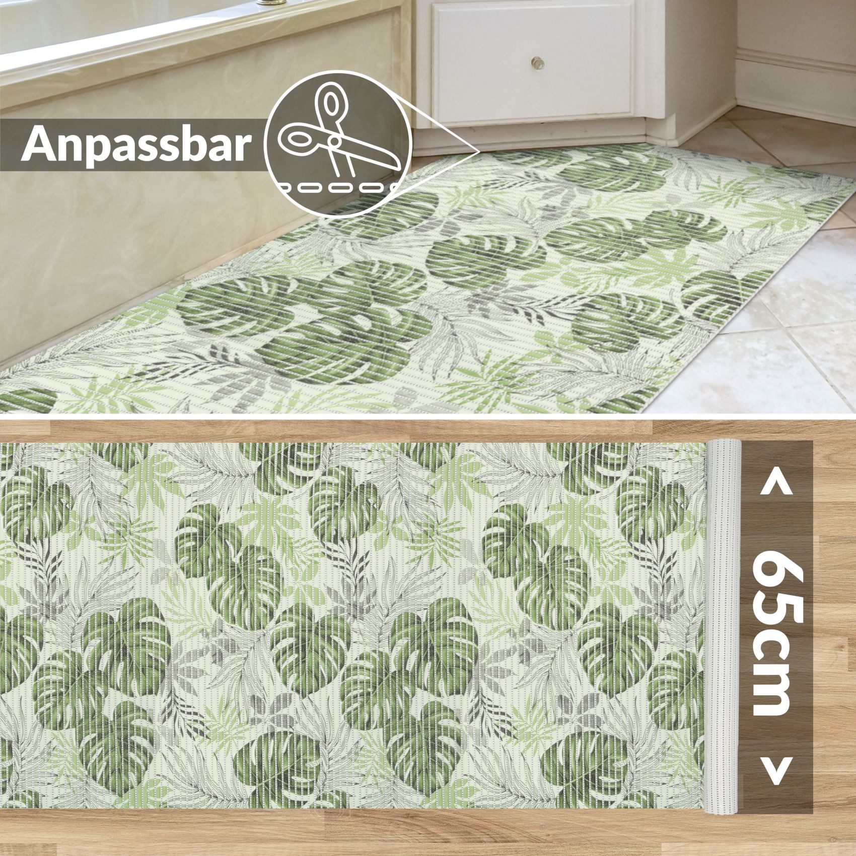 ANRO Schaum-Badematte Antirutschmatte Monstera-Palm weichschaum Badteppich günstig online kaufen