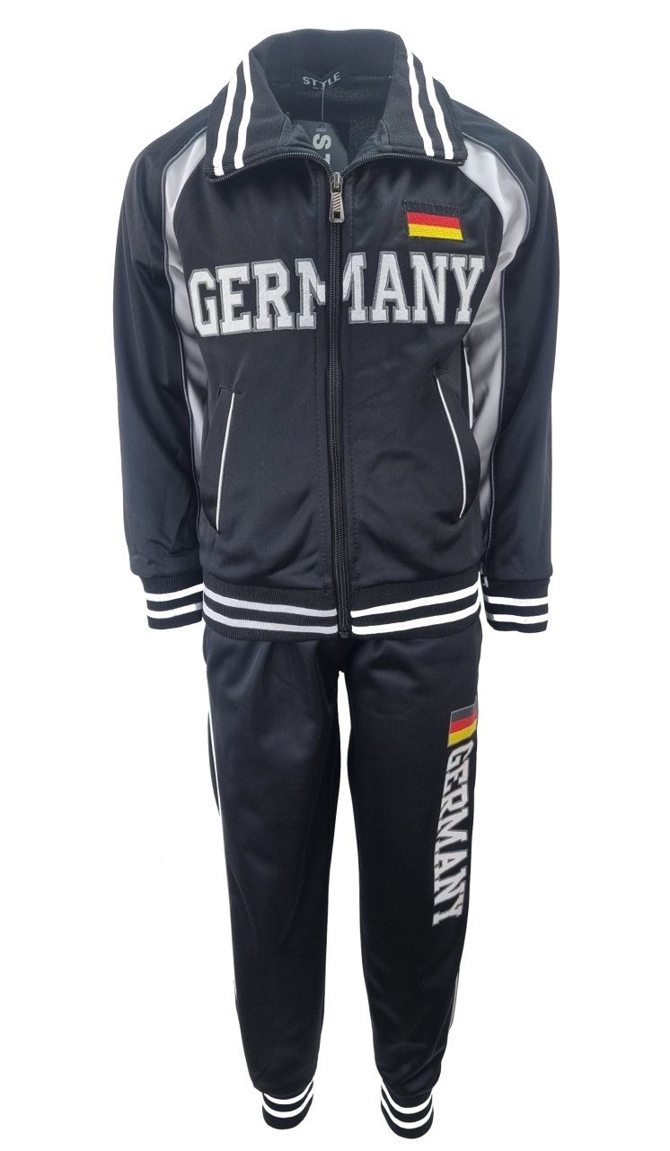 Fashion Boy Trainingsanzug Trainingsanzug Deutschland Sportanzug Freizeitanzug Germany, JF560 Schwarz mit Namen Druck