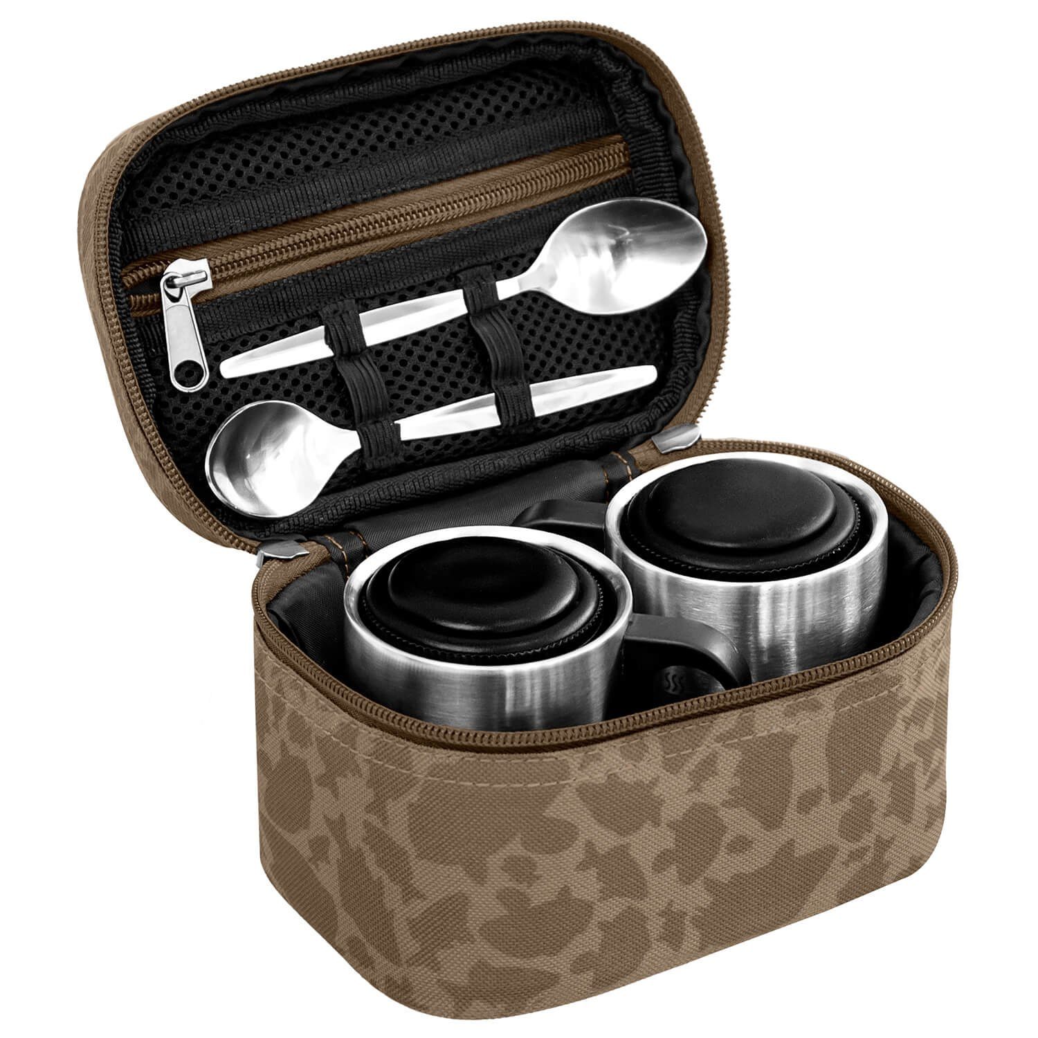 Delphin.sk Teekanne Delphin Kaffee- und Teeset Cotea Edelstahl, Außenmaße: 17 x 12 x 10cm, Volumen der Becher: 200 ml, Volumen der Behälter: 100 ml