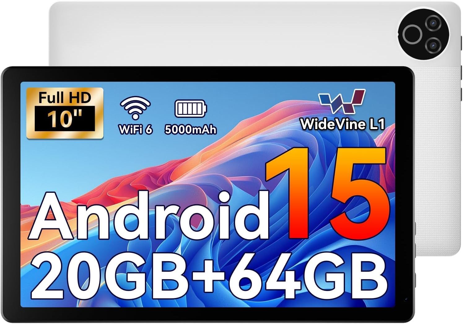 BUFO 10 Zoll HD, 3 GB RAM, 64 GB Erweiterbar auf 1 TB, Android Tablet (10", 64 GB, Android 15, 2,4G/5G WiFi, Dual-Kamera)