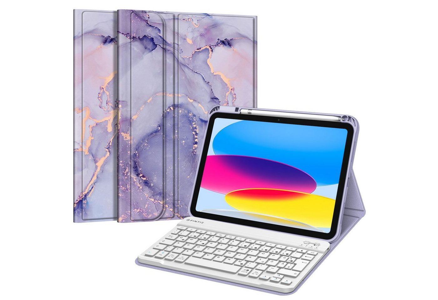 Fintie für iPad 11. Generation 11" 2025(A16), iPad 10. Generation 2022 10.9" Apple-Tastatur (Case mit Pencil Halter, magnetisch Abnehmbarer Tastatur(QWERTZ Layout)