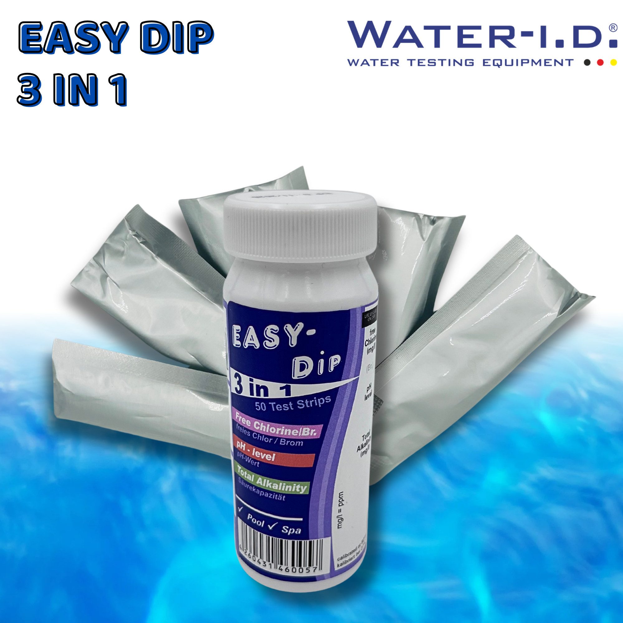 Wasserteststreifen EASY DIP 50 Teststreifen Chlor pH Alkalinität TestStrips Pool Teich