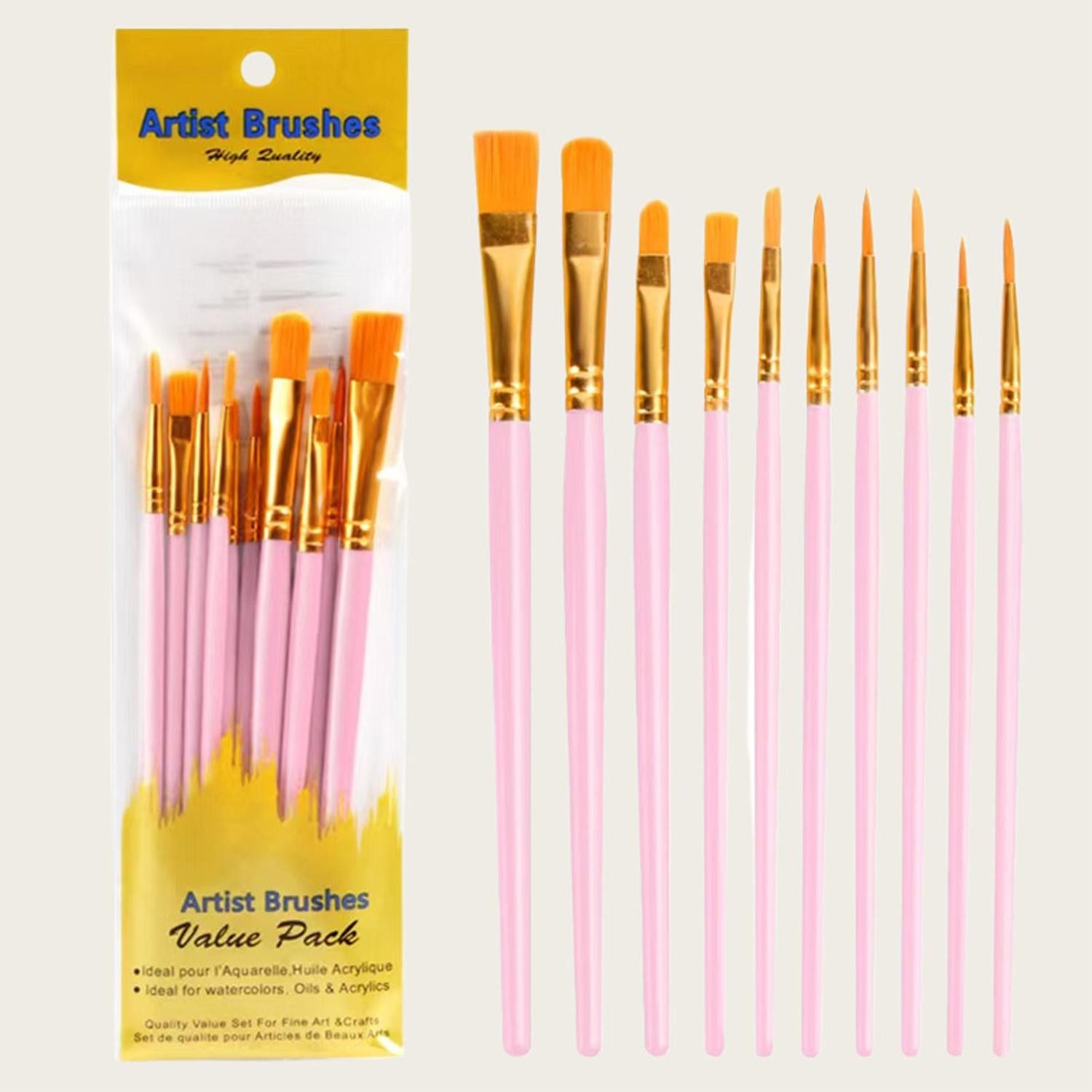 DEBAIJIA Malpinsel 10 Aquarellbürsten, Aquarellpulverbürsten, Nylonbürsten, Kunstset