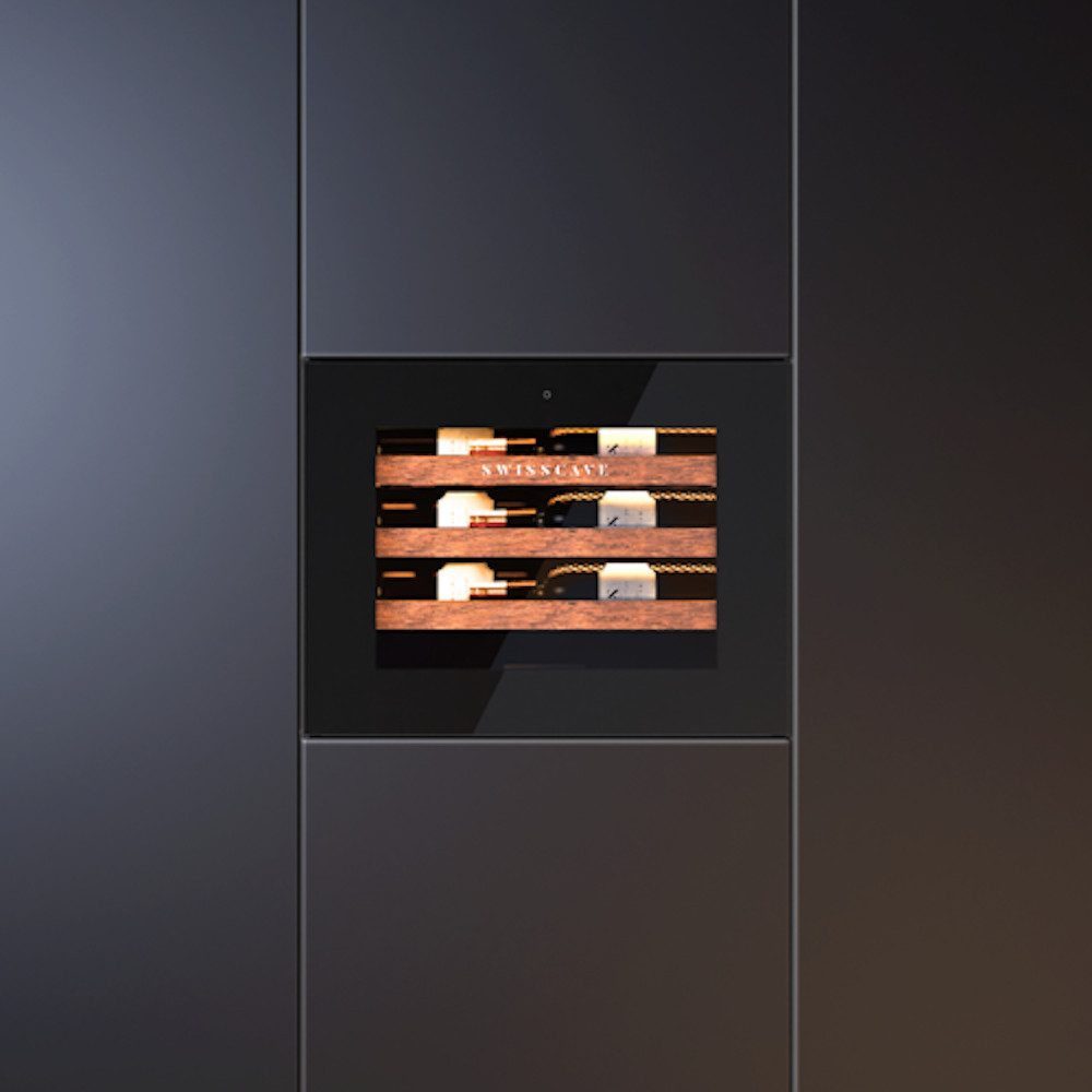 Swisscave Einbauweinkühlschrank WIB-45FP., 1-Zonen Weinkühlschrank, 45cm, 24 Flaschen, Panel ready, für 24 Standardflaschen á 0,75l,Panel Ready Tür, UV-abweisende Doppelverglasung