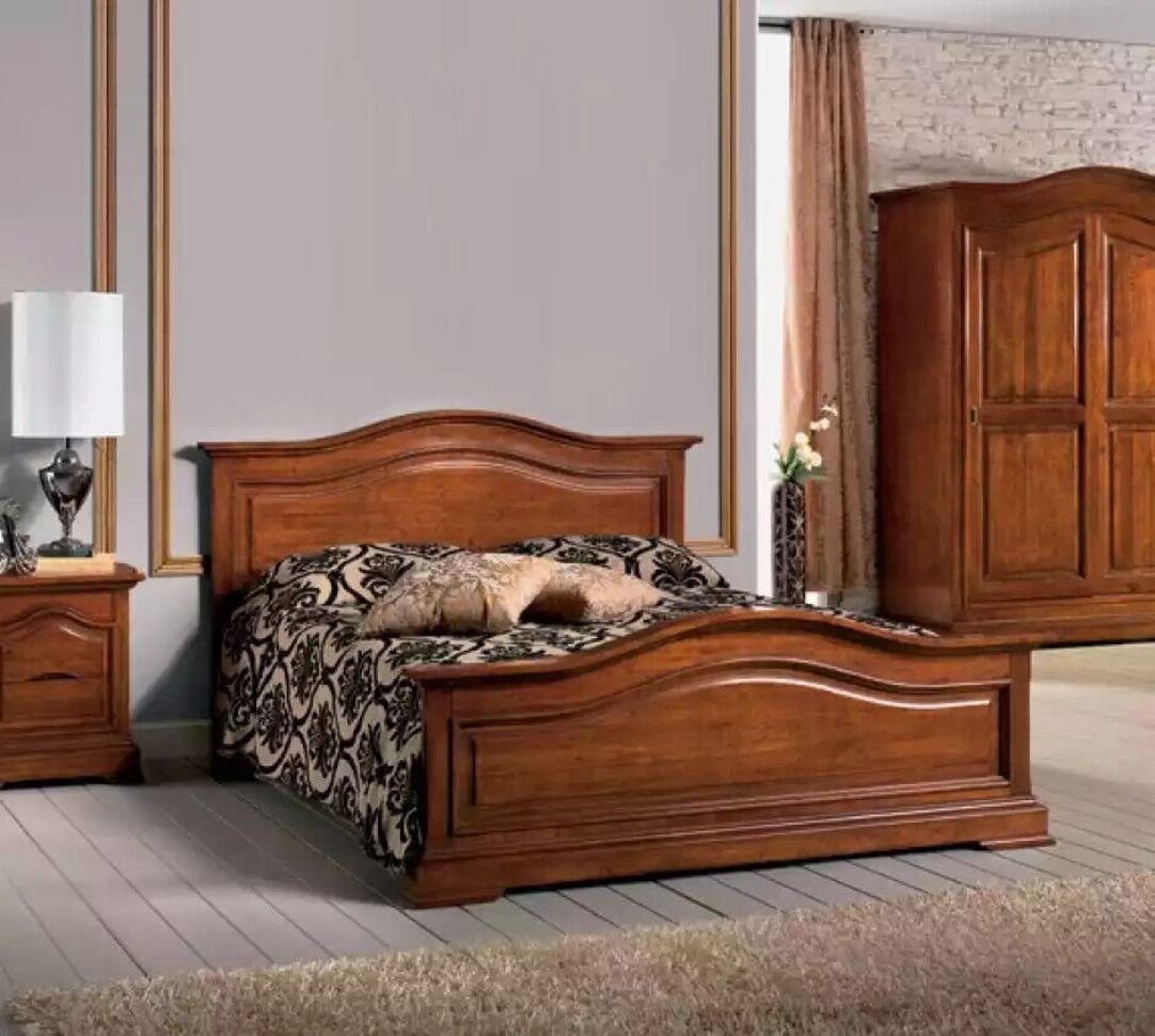 Braun Doppel Neu Bett Schlafzimmer Made (1-tlg., Ausstattung), Bett Italy Möbel Italienische in Holz Nur JVmoebel