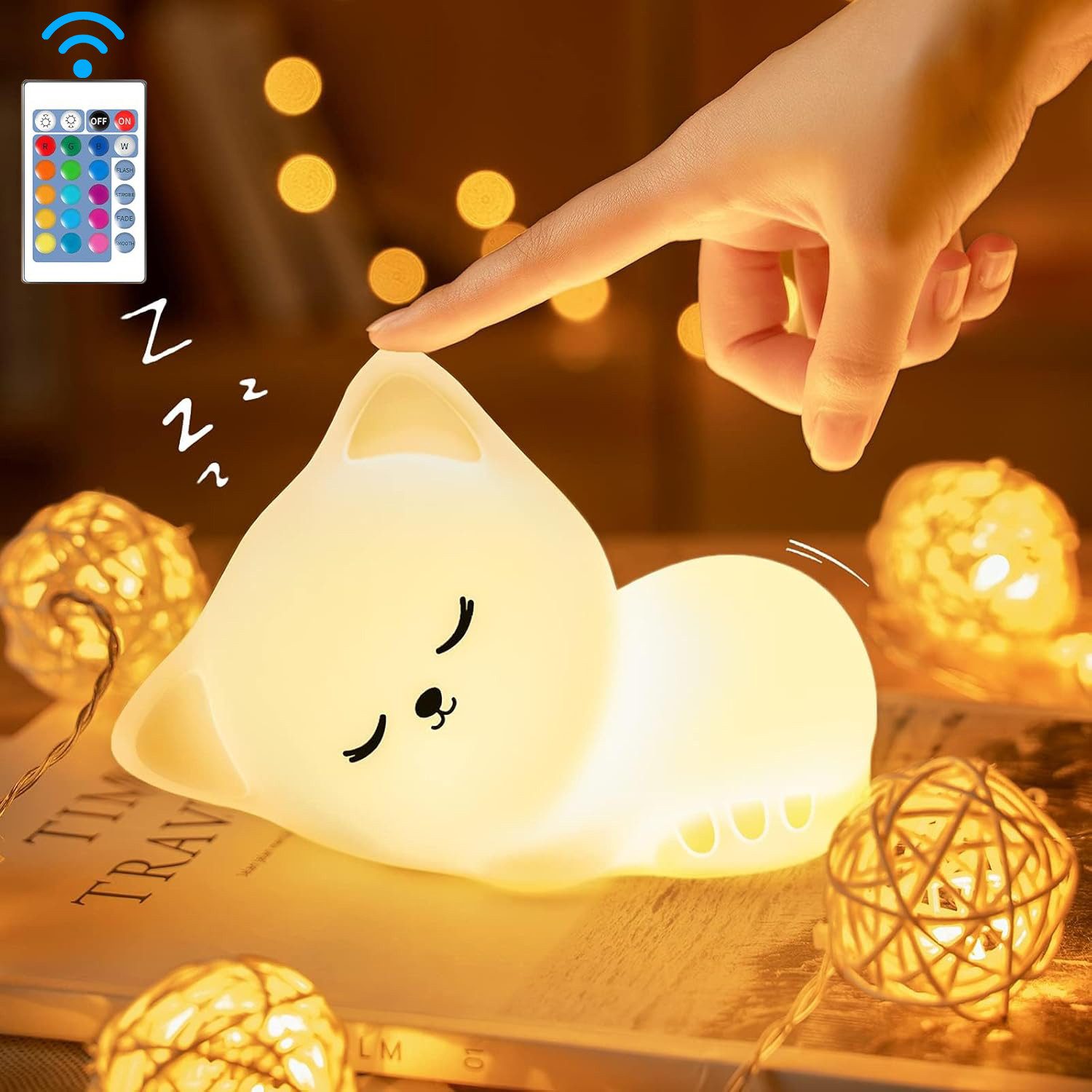 Futicare LED Nachtlicht Tier Nachtlicht, Nachtlicht süße Tiere Silikon, 16 Farben & 5 Helligkeiten, USB Wiederaufladbar, Baby Tischlampe für Kinderzimmer Babyzi – Bild 2 von 5