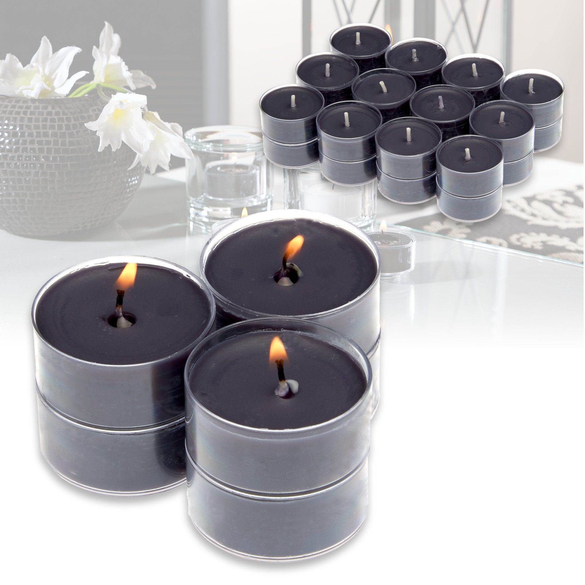 Candelo Teelicht Teelicht 24er Set Duftteelichter Ambiente - Black Rose Duft Kerze