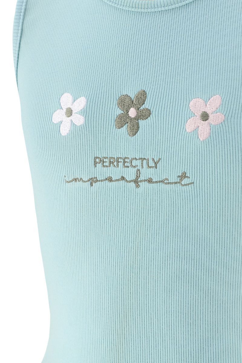 happy girls Ripptanktop Ripptop Stickerei Blumen (1-tlg) edles geripptes Material